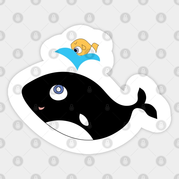 Whale versus Fish Sticker by bambamdesigns